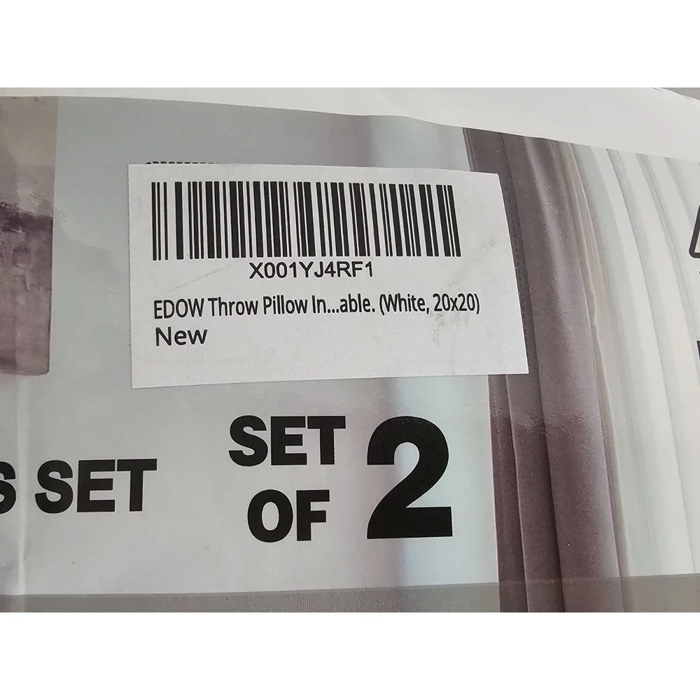 EDOW Throw Pillow Inserts, Set of 2 Lightweight Down Alt. Polyester Pillows